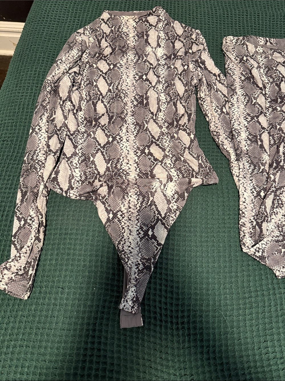 naked wardrobe Snake Print Long-Sleeve Bodysuit - Black & White